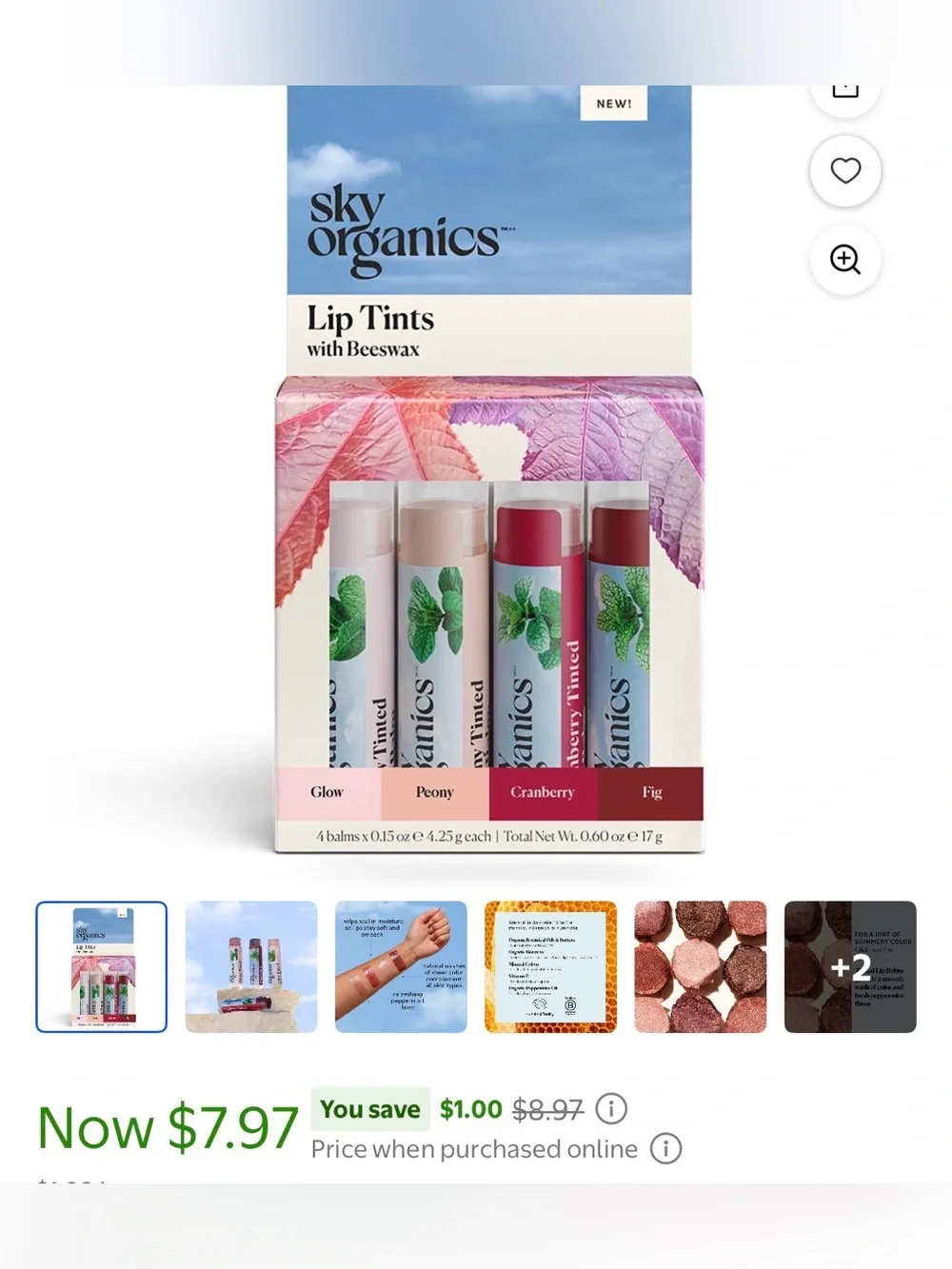 Sky Organics Bundle | NEW Organic Lip Balms W Beeswax NEW Tinted Lip Balms NWT 2